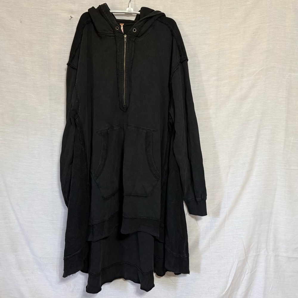 Free People North Sweatshirt XL Black Oversized Tunic Hoodie NWT